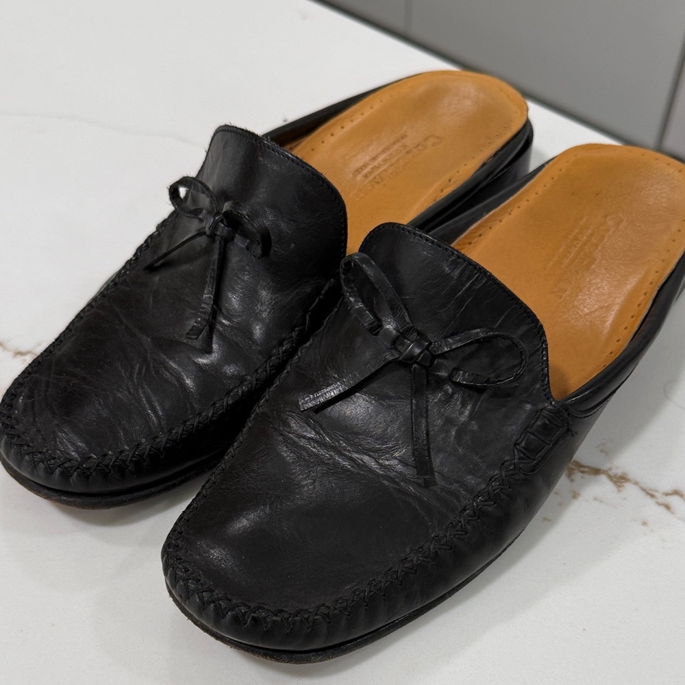 Cole Haan Black Leather Slip-On Loafer Mules